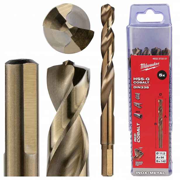 Vrták do kovu kobaltový 11,5 mm 5 ks z nerezové oceli Milwaukee Cobalt