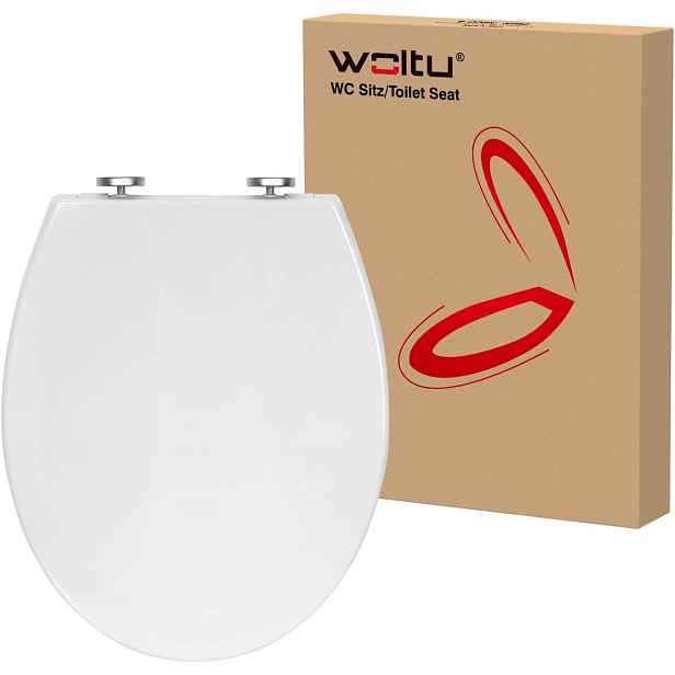 Woltu Wc sedátko s pomalým sklápěním Fast Fix, bílé, 44,6 x 37 cm