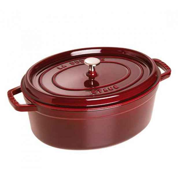 Oválný litinový hrnec s poklicí Staub Cocotte, grenadina, 33 cm / 6,7 l