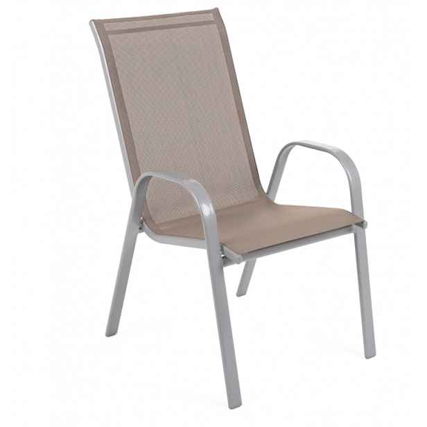 Zahradní židle ocel / textilie Šedohnědá