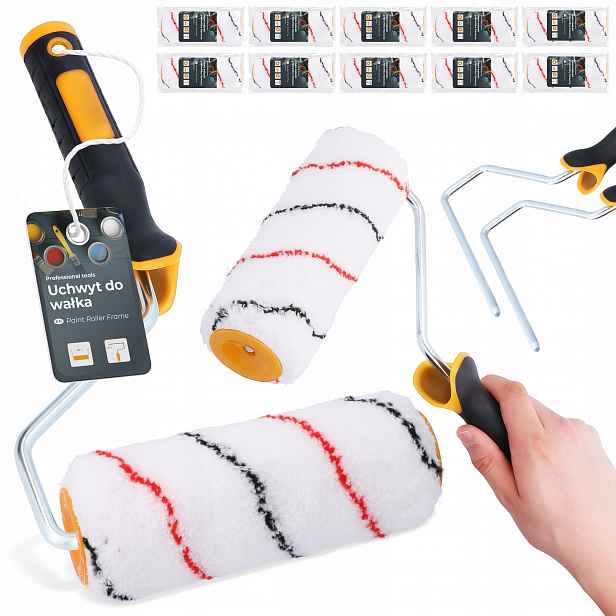 10 x Malířský váleček 18 cm Zásoba Vložka pro malování Fázovaná 2x Rukojeť Uch H0