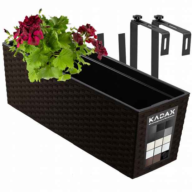 Květináč Balkonový Truhlík Rukojeti 19x56cm Mokka