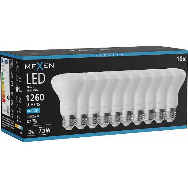 Mexen Nova 10X Led Žárovka E27 R63 12W Studená Bílá 6500K 1260 LM