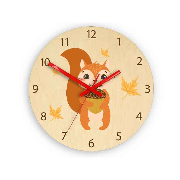 ModernClock Dětské nástěnné hodiny Ami Veverka 30 cm vícebarevné