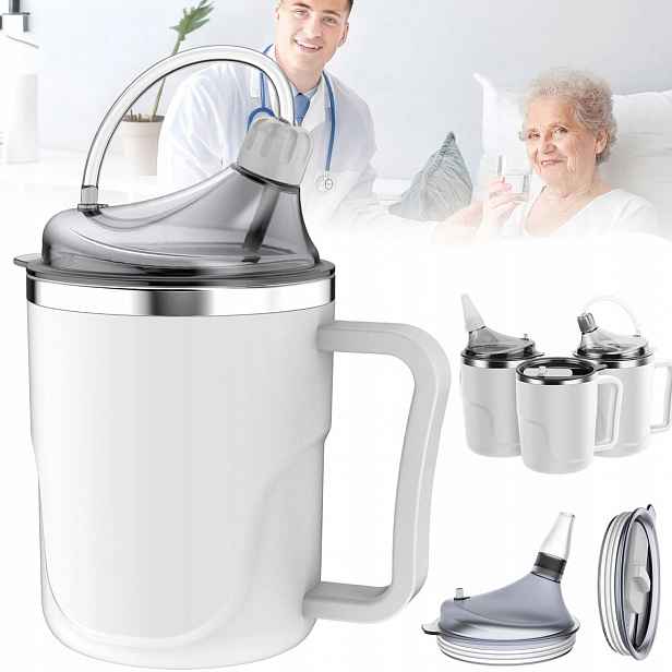 Nekapající Hrnek S Úchytem A Hubičkou Pro Seniory, Dospělý, 3V1 400 ML