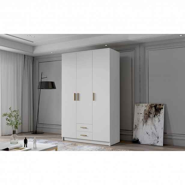 Šatní skříň ADA I 120 cm - bílá/zlaté úchytky
