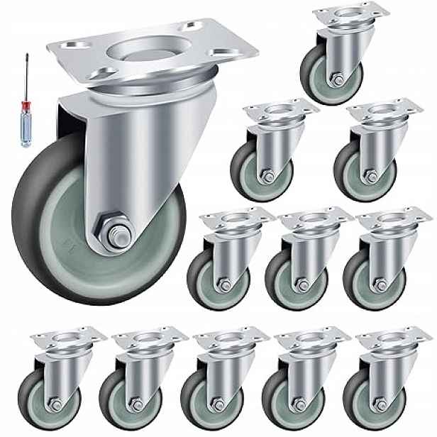 12 kusů otočných koleček, Ø 50 mm, transportní gumové, nosnost 50 kg