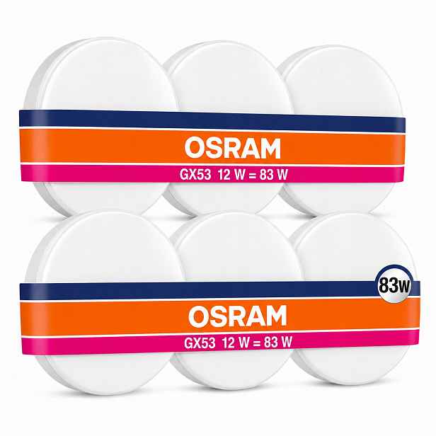6X Led žárovka GX53 Reflektor 12W 83W 1200lm 2700K 120° Value Osram