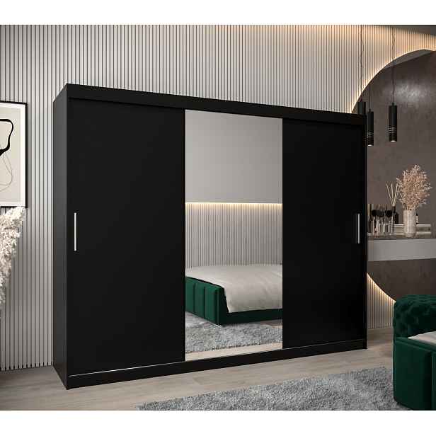 Šatní skříň Abi T1 Barva korpusu: Černá, Rozměry: 250 cm, Dveře: Černá