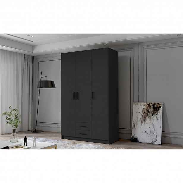 Šatní skříň ADA I 120 cm - černá/černé úchytky