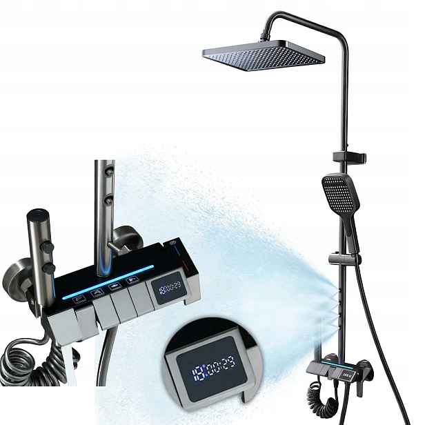 Sprchový set sprchová sloupová s baterií termostatická dešťová sprcha 5v1