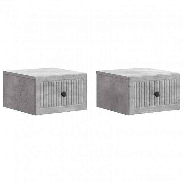vidaXL Nástěnný noční stolek 2 ks Betonově šedá 33 x 34,5 x 20 cm
