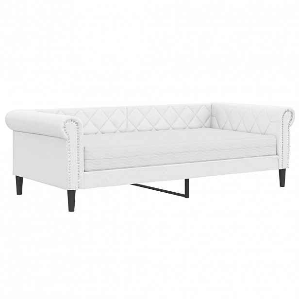 vidaXL Válenda s matrací bílá 90 x 200 cm umělá kůže