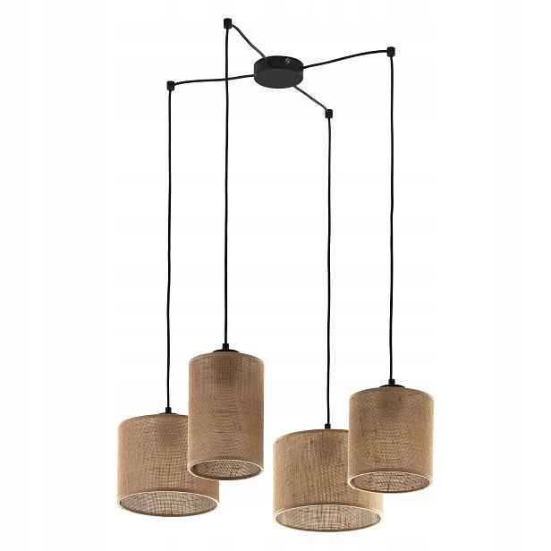 Závěsné svítidlo Juta Černá Hnědá Boho Stínidla 4xE27 Strop Dům Moderní