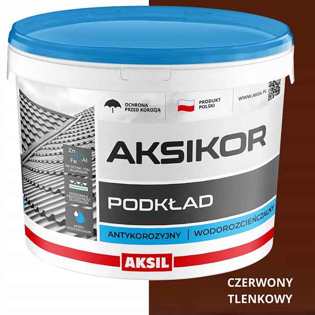 Aksikor Podkladový Nátěr Pod Střešní Barvy, Antikorozní, Vodní, 5 L, Oxidově Červený