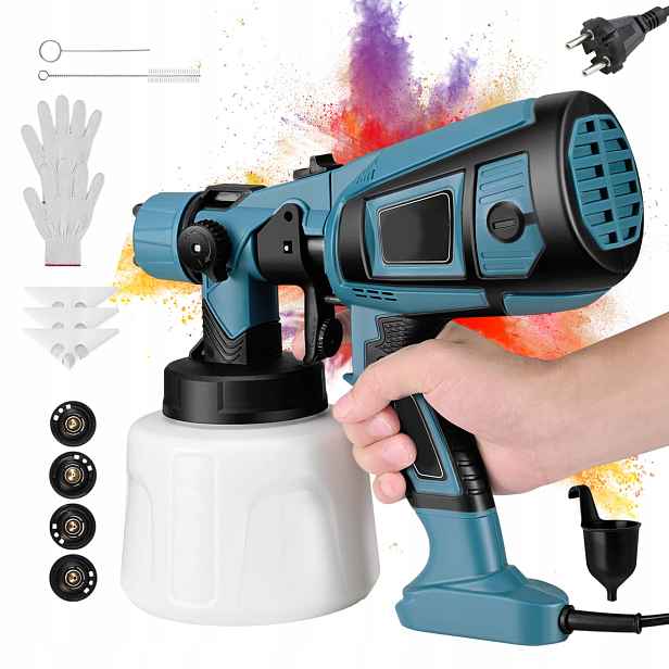 Elektrická Stříkací Pistole Na Malování Stěn 850 W 4 Trysky 1,4 L