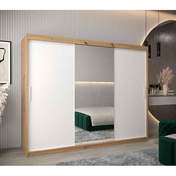 Šatní skříň Abi T1 Barva korpusu: Dub artisan, Rozměry: 250 cm, Dveře: Bílá