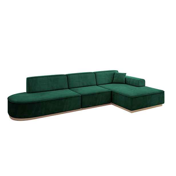 ALTDECOR ROHOVÁ SEDAČKA s otomanem, pravá IREA-L2 327x165x80 Zelená Velur