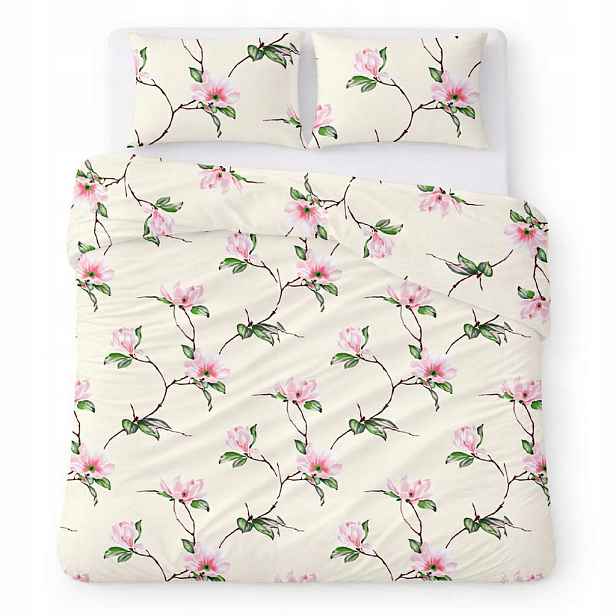 Povlečení bavlněné 160x200 krémové s magnólií, elegantní Cotton Home