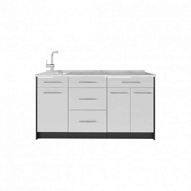 Vicco KUCHYŇSKÝ BLOK Fame-Line, Bílá vysoký lesk, 150 cm, PD Mramor
