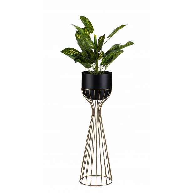 Držák Na Květináč stojící moderní zlato černý 68 cm Loft
