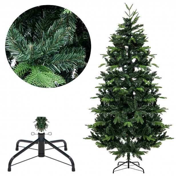 Klasický umělý vánoční stromeček hustý Pe/pvc 210 cm 1000 konců stojan 47140R