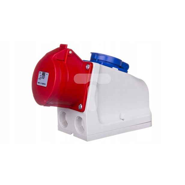 Kombinovaná zásuvka Cee s kolíkem IP44 16A 400V 3P+Z+N propojená 9215-6F.