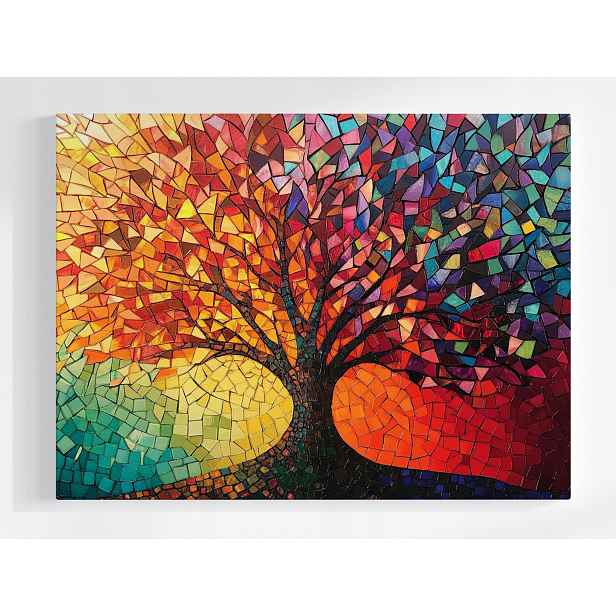 Obraz Na Plátně Canvas Dekorace Strom Života Mozaika Vitráž Boho 80x60