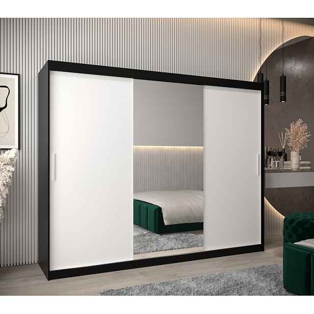 Šatní skříň Abi T1 Barva korpusu: Černá, Rozměry: 250 cm, Dveře: Bílá