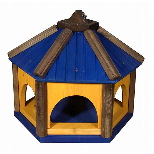 Velké Polský dřevěné krmítko pro ptáky Zahradní 45x40x35 K40 Modré