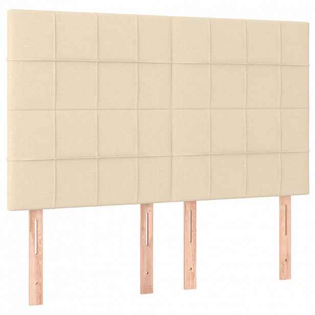 vidaXL Čelo postele krémové 144x5x118/128 cm látkové