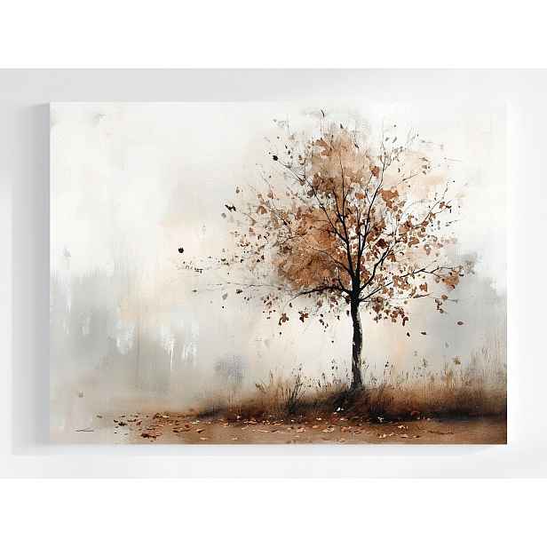 Obraz Na Plátně Canvas Akvarel Příroda Krajina Podzim Strom Mlha 80x60