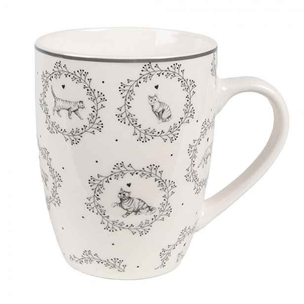 Porcelánový hrnek s kočičkami Lovely Grey Cats - 12*8*10 cm / 325 ml Clayre & Eef
