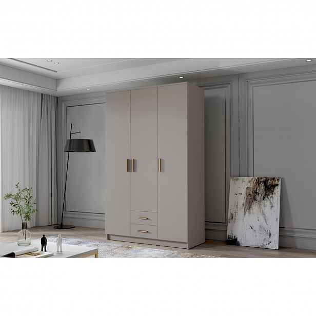 Šatní skříň ADA I 120 cm - béžová/zlaté úchytky