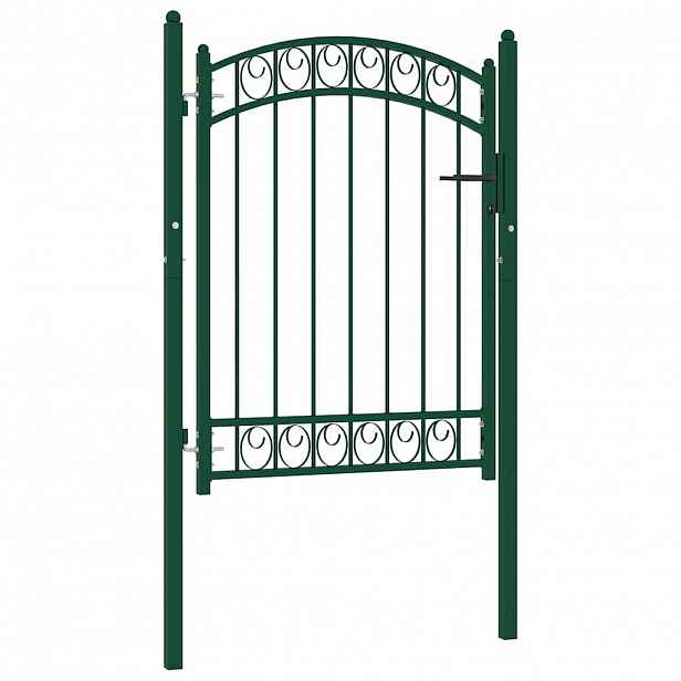 vidaXL Plotová brána EMMEN s klenutým vrškem ocelová 100 x 98,5 cm zelená