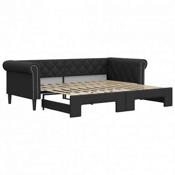 vidaXL Válenda s přistýlkou černá 90 x 200 cm umělá kůže