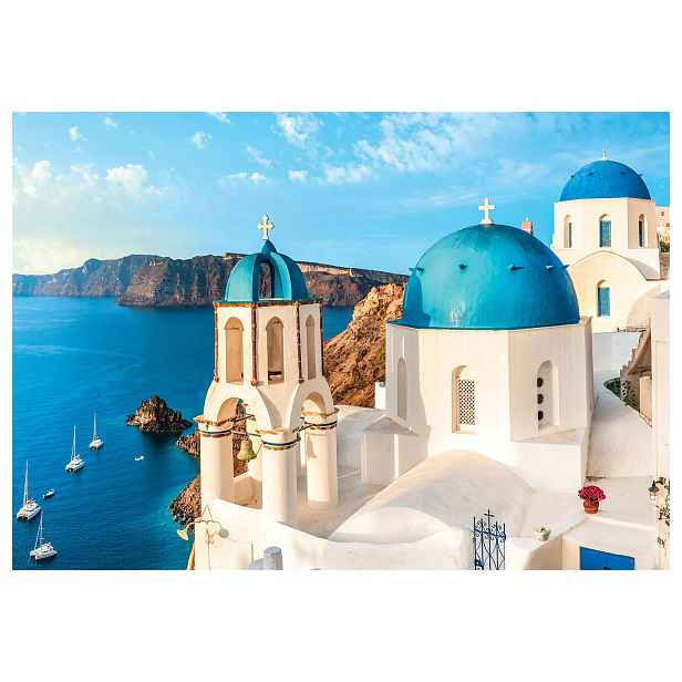 Vliesová fototapeta Řecko Moře Santorini bílé domky 300x210 lepidlo