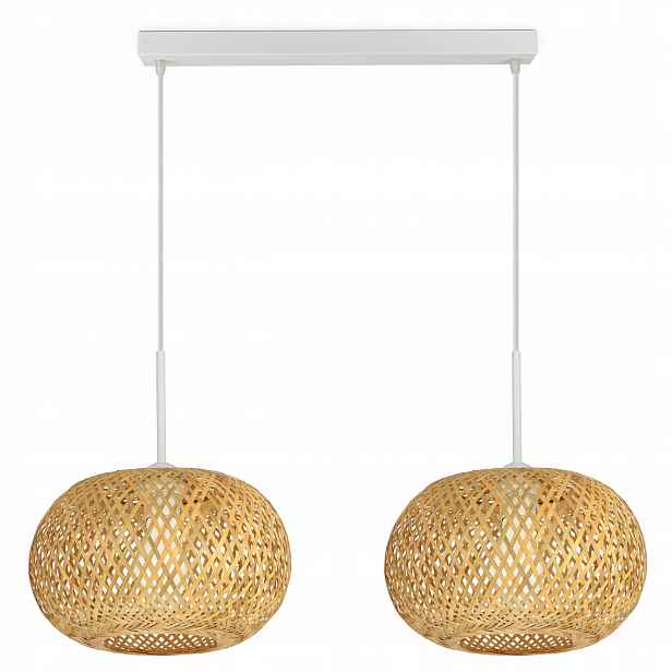 Závěsné Stropní Svítidlo Bambusová pletená Boho Přírodní 581-BZ2 Led Bílá