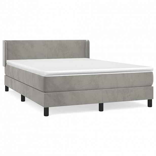 vidaXL Box spring postel s matrací světle šedá 140x200 cm samet