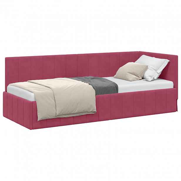 vidaXL Rohový rám postele Víno Červené 80 x 200 cm samet