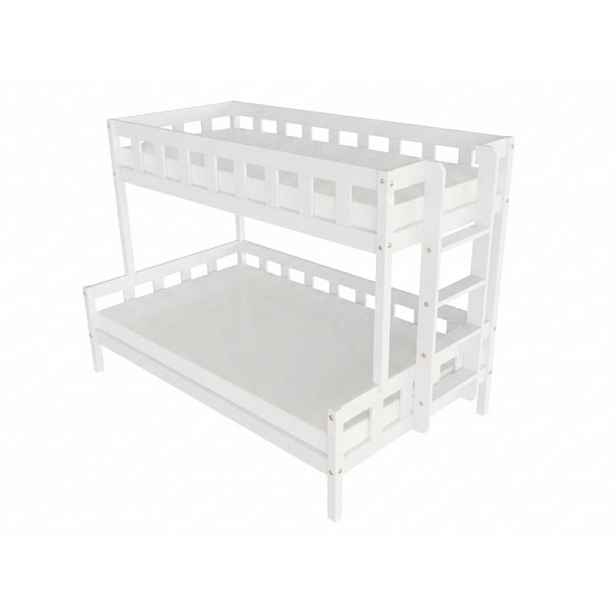 Benlemi Patrová postel PLOTTY s bočním žebříkem 90x200, 120x200 cm Zvolte barvu: Bílá, Zvolte šuplík: Bez šuplíku, Zvolte stranu: Vpravo