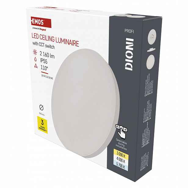Led přisazené svítidlo Dioni kruhové, bílé, 18W, se změnou Cct