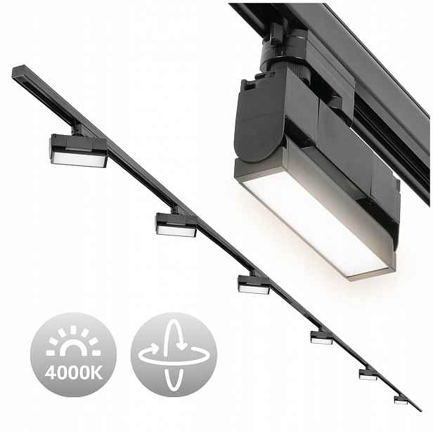 Stropní Svítidlo Třífázová 2x kolejnice 2 m spojka 6x lampa 12 W Napájení
