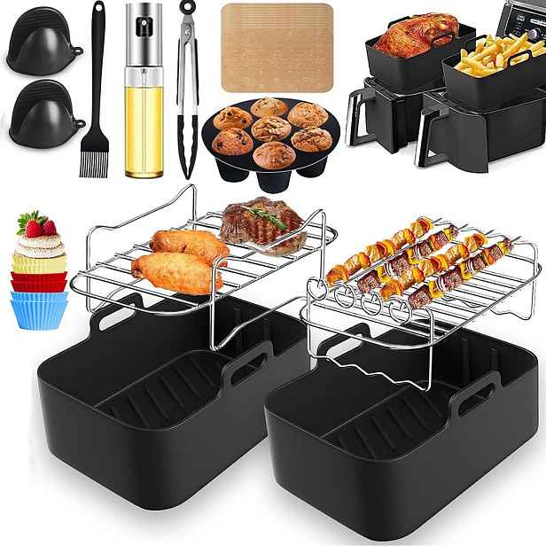 TEMU Sada příslušenství pro horkovzdušné fritézy AF400EU a AF300EU, obsahuje 22 položek, s doplňky pro horkovzdušné fritézy a nástroje pro