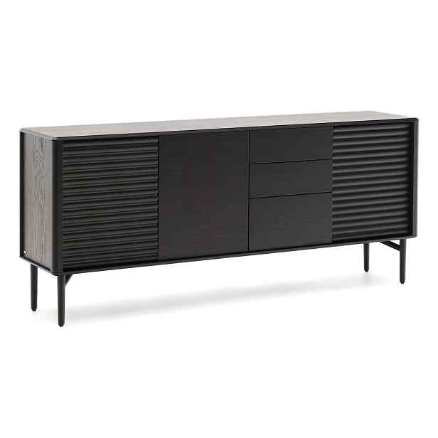 Černá komoda v dekoru dubu 200x86x45 cm Lenon – Kave Home