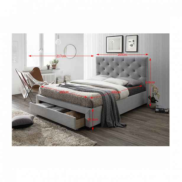 Manželská postel SANTOLA šedá / wenge Tempo Kondela 160 x 200 cm