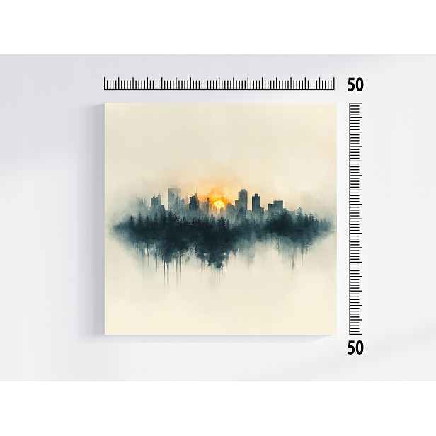 Obraz Na Plátně Obraz Na Plátně Město Panorama Slunce Les Akvarel 50x50