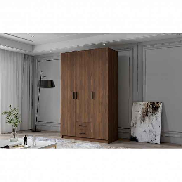 Šatní skříň ADA I 120 cm - ořech/černé úchytky