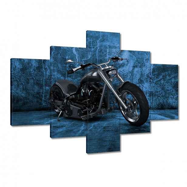 Obrazy 100x70 Modrá stěna Motocykl
