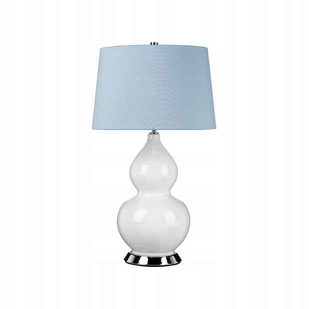 Stolní lampa noční keramická bílá s modrým stínítkem 64 cm Elstead